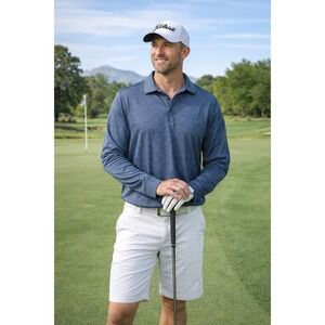 Bobby Jones Golf Performance Collection Long Sleeve Size Long Shirt Cooling Blue